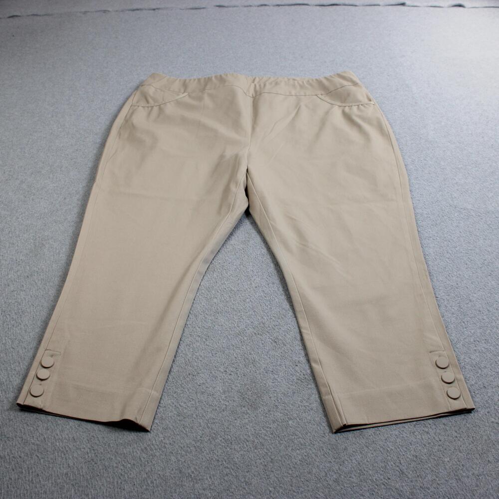 Soft Surroundings Pants Women 2X Beige Capri Crop Elastic Waist Stretch Pull On
